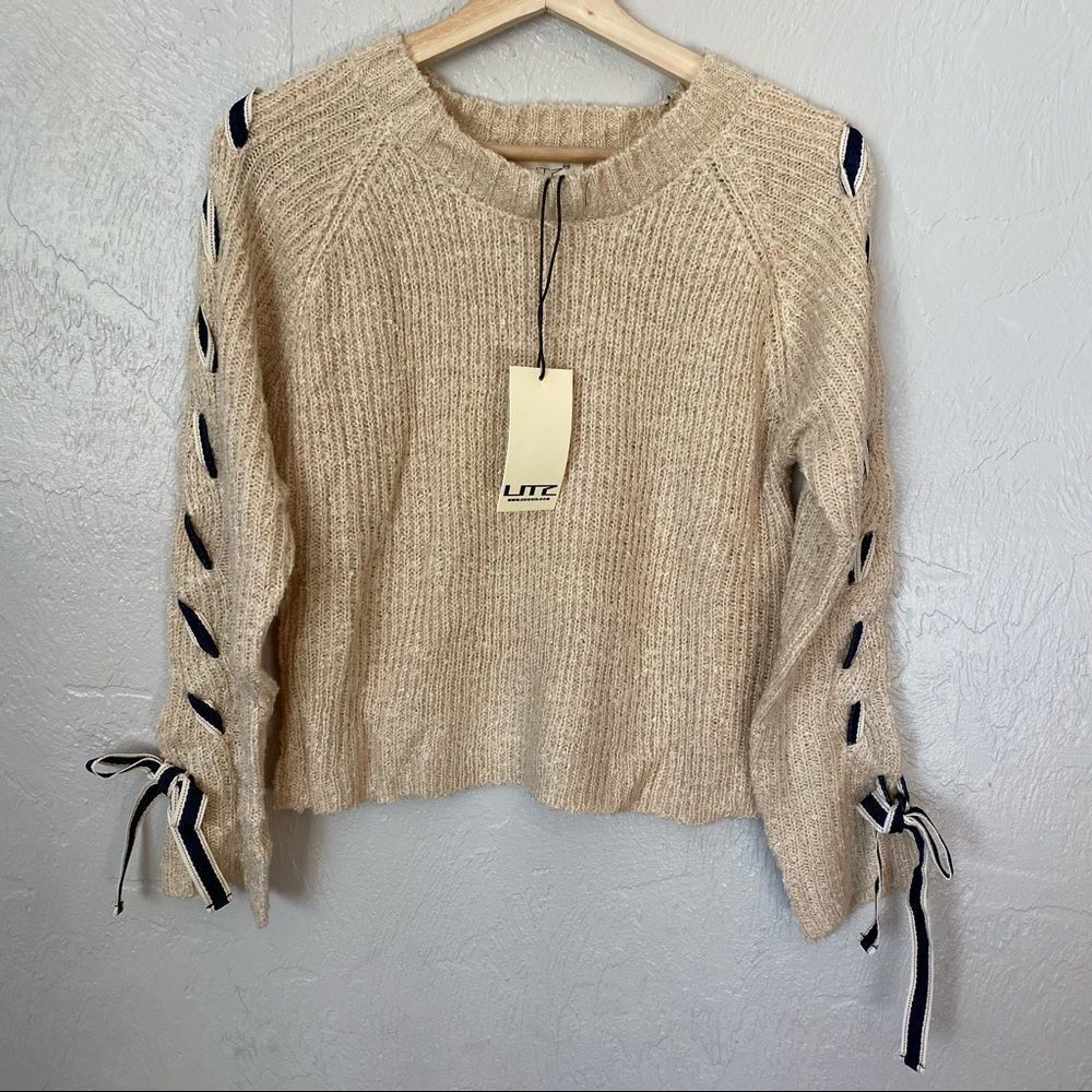 Litz Sweater ribbon bow detail on sleeve cropped